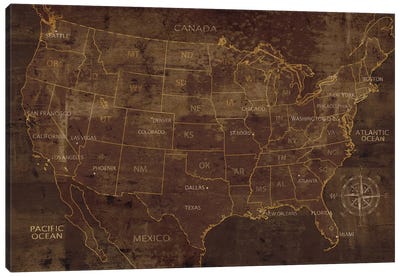 United States Canvas Art Print - Country Maps