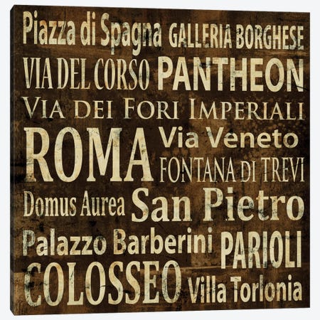 Roma In Words Canvas Print #LWI34} by Luke Wilson Canvas Print