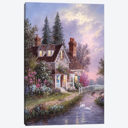 Stonebridge Cottage Canvas Print #LWN112} by Dennis Lewan Canvas Art Print