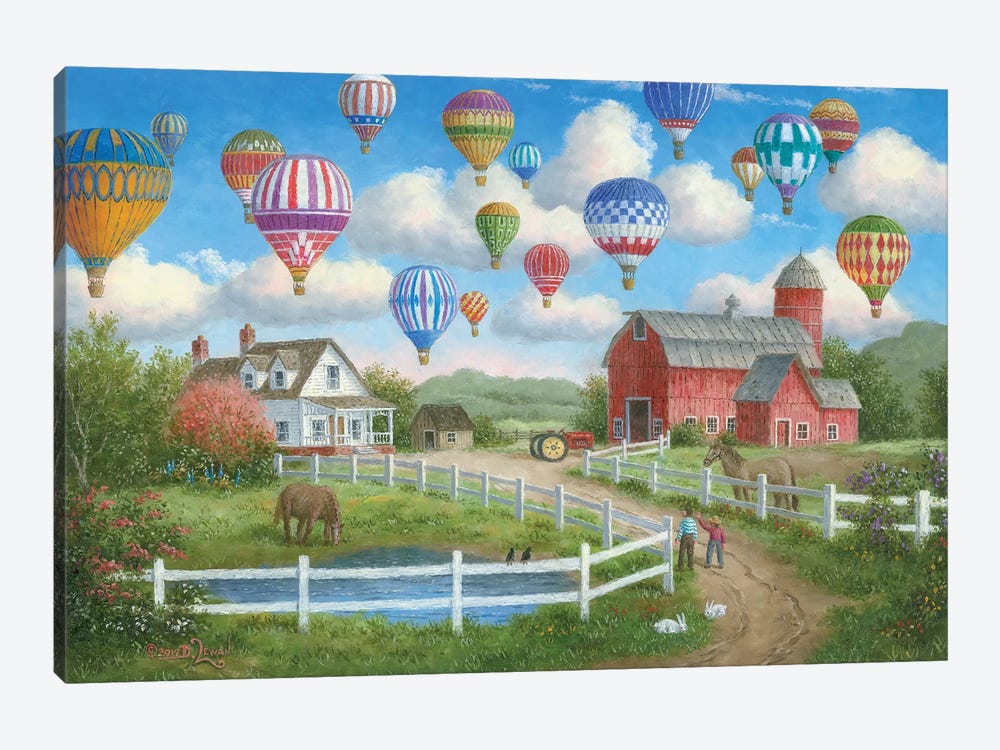 The Balloon Travelers by Dennis Lewan 1-piece Canvas Wall Art