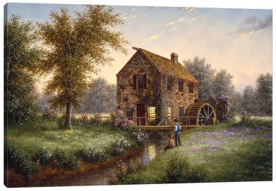 The Watermill Canvas Art Print - Dennis Lewan