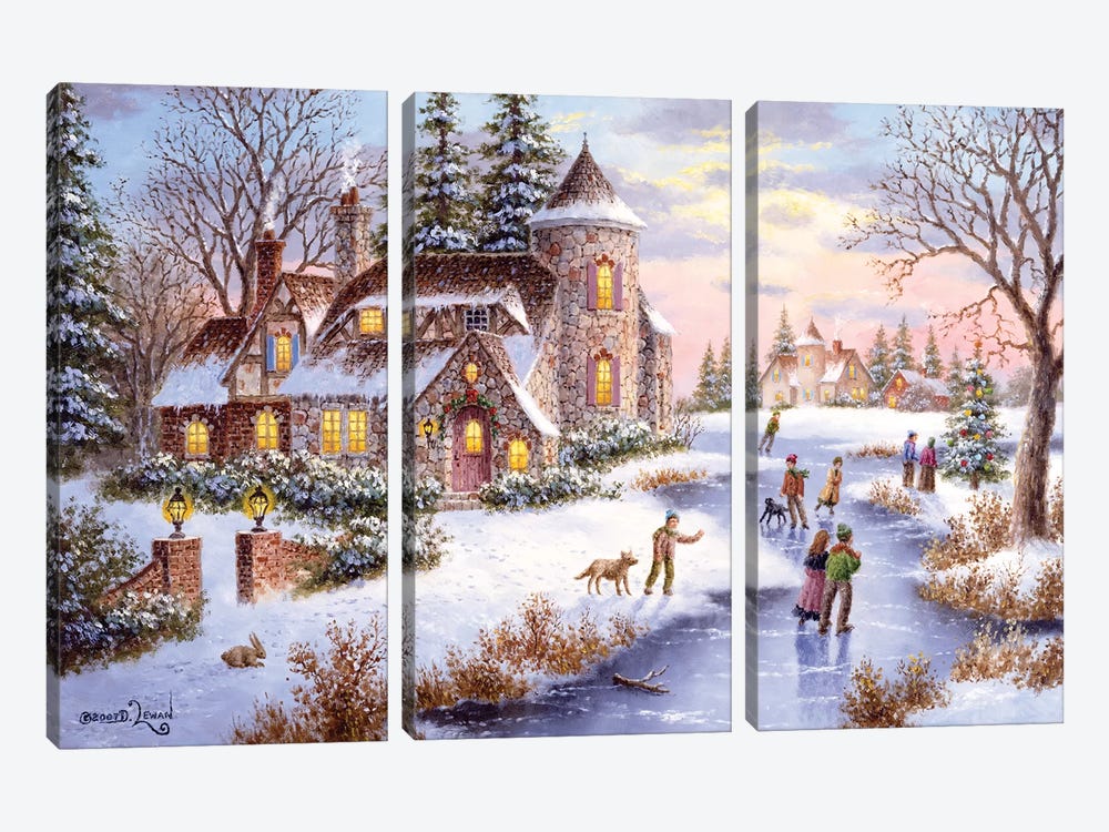 Winter’s Joy by Dennis Lewan 3-piece Canvas Art Print
