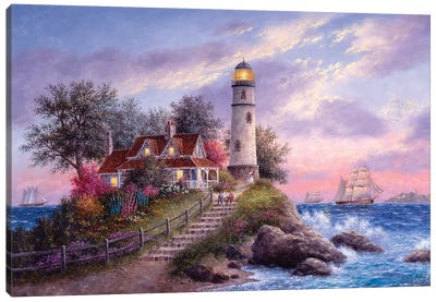 Captain’s Cove Canvas Art Print - Lighthouse Art