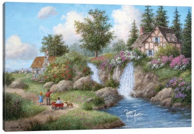 Hillcrest Falls Canvas Art Print - Dennis Lewan