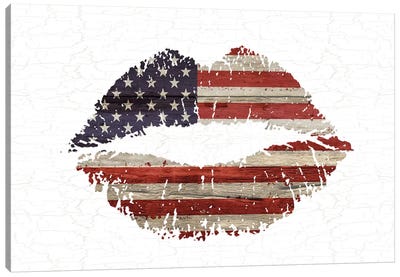 American Kiss Canvas Art Print - Lips Art
