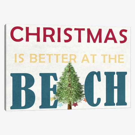 Christmas At The Beach Canvas Print #LWS22} by Sheldon Lewis Canvas Print