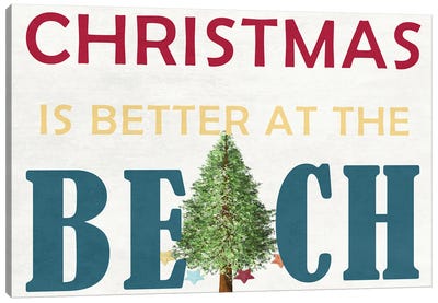 Christmas At The Beach Canvas Art Print - Coastal Christmas Décor
