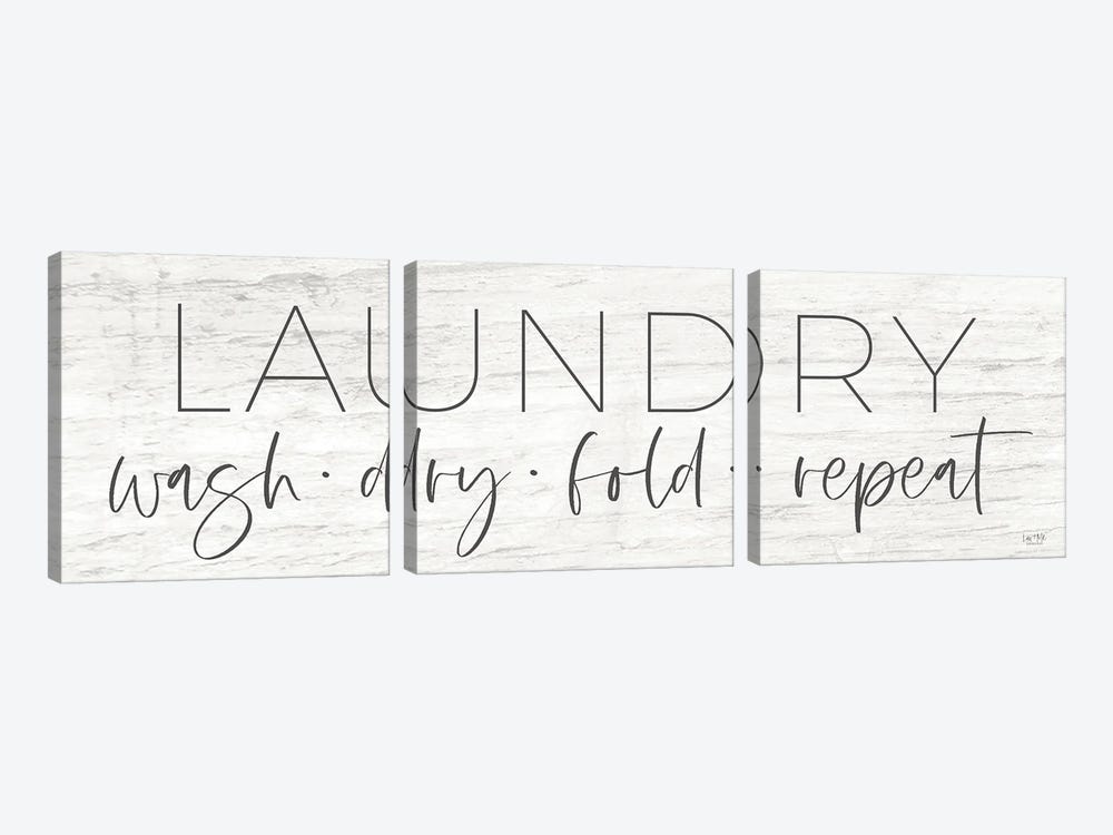 Laundry - Wash, Dry, Fold, Repeat by Lux + Me Designs 3-piece Canvas Wall Art