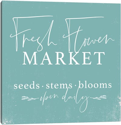 Fresh Flower Market Canvas Art Print - Turquoise Art