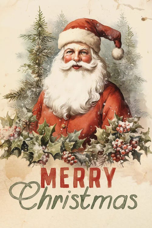 Merry Christmas Vintage Santa by Lux + Me Designs wall art