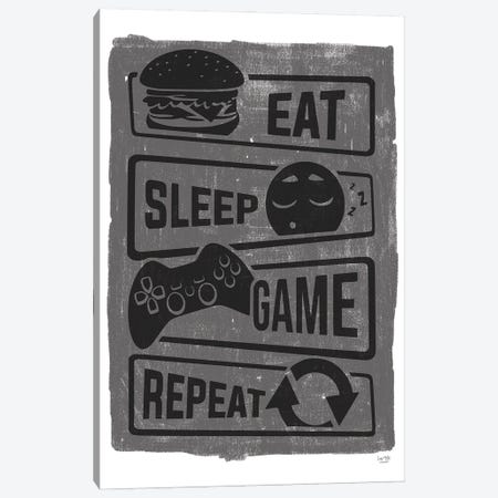 Eat, Sleep, Game, Repeat Canvas Print #LXM60} by Lux + Me Designs Canvas Art Print