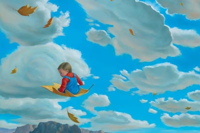 Floating Boy by Charles Lynn Bragg framed canvas print