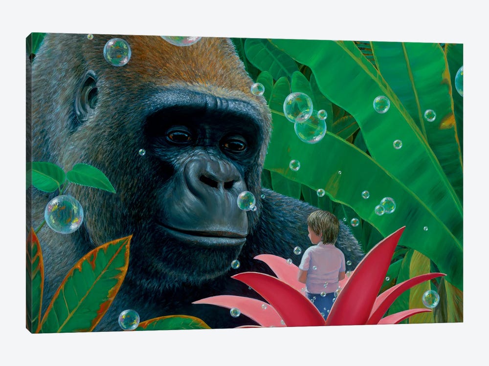 Gorilla And Boy by Charles Lynn Bragg 1-piece Canvas Artwork