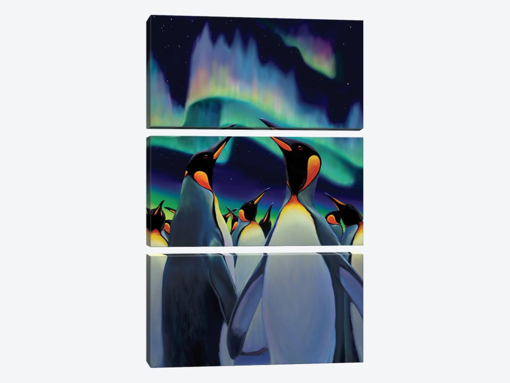 Penguin Light Parade by Charles Lynn Bragg 3-piece Canvas Art Print