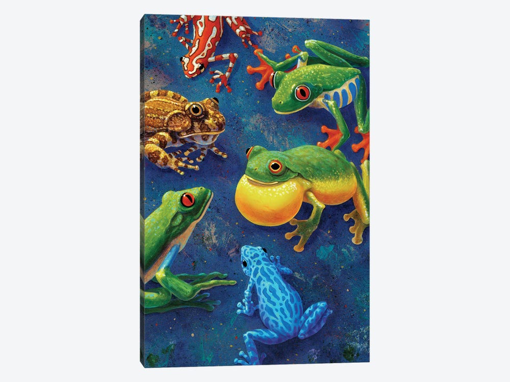 Six Frogs by Charles Lynn Bragg 1-piece Canvas Art