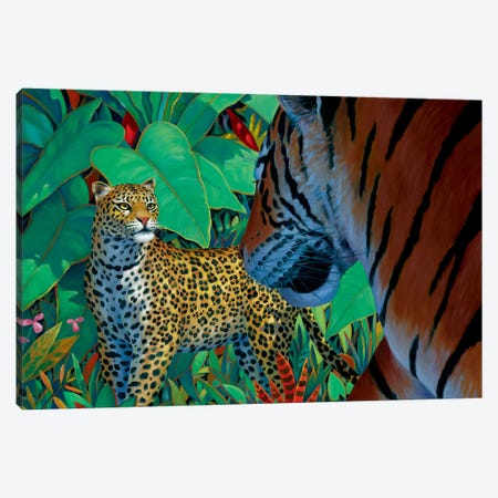 Big Cats Encounter Canvas Print #LYB2} by Charles Lynn Bragg Canvas Wall Art