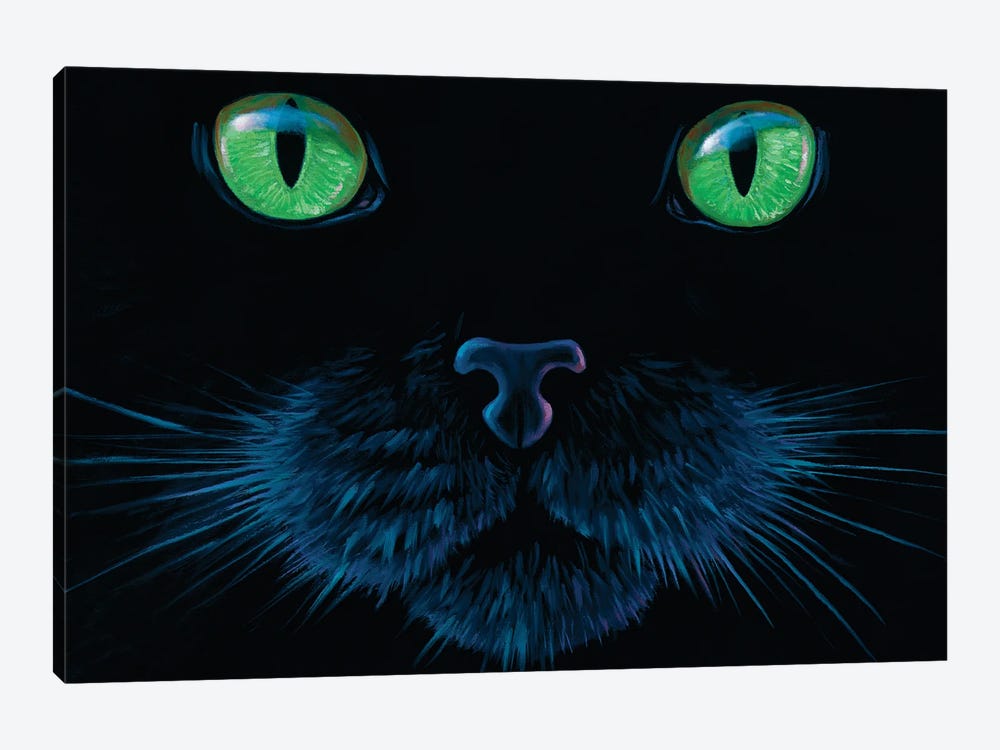 Black Cat Face by Charles Lynn Bragg 1-piece Canvas Artwork