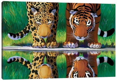 Cat Reflections Canvas Art Print - Leopard Art