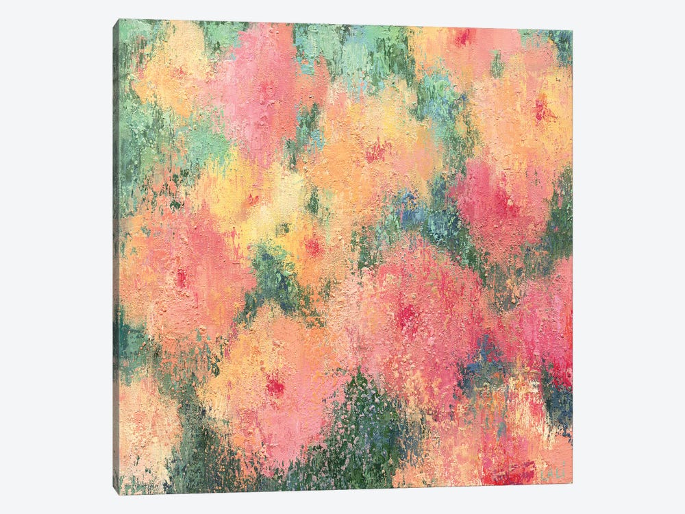 Pink Flowers In The Rain. Softness by Lelya Chara 1-piece Canvas Artwork