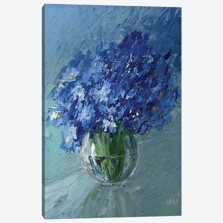 Blue Flowers Canvas Print #LYC13} by Lelya Chara Canvas Print