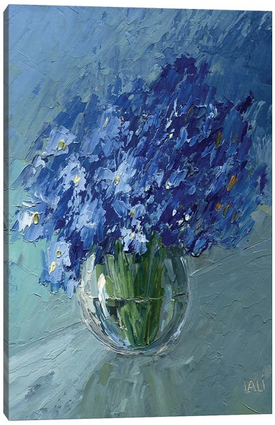 Blue Flowers Canvas Art Print - Lelya Chara