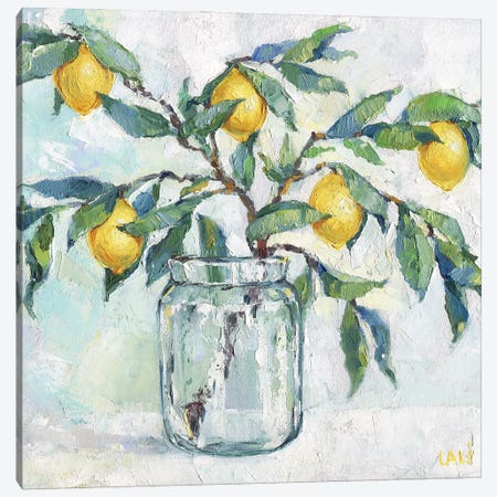 Lemon Branch Canvas Print #LYC18} by Lelya Chara Art Print