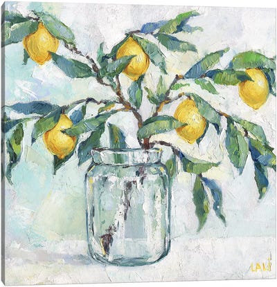 Lemon Branch Canvas Art Print - Lemon & Lime Art