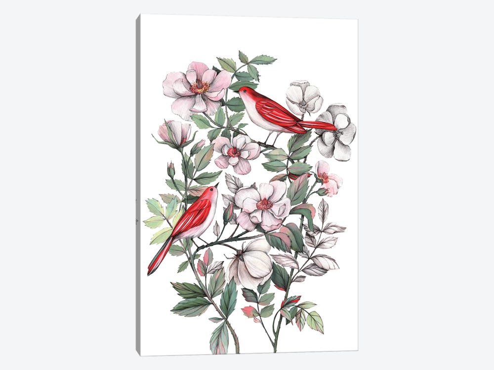 Birdsong In The Rose Bush by Lelya Chara 1-piece Canvas Art