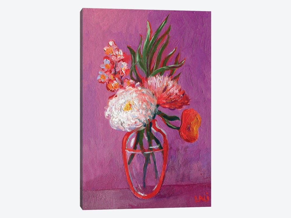 Purple Still Life With Chrysanthemum by Lelya Chara 1-piece Canvas Wall Art