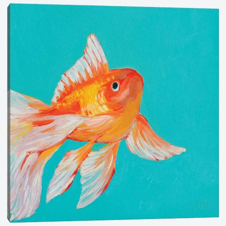 Gold Fish III Canvas Print #LYC63} by Lelya Chara Canvas Wall Art