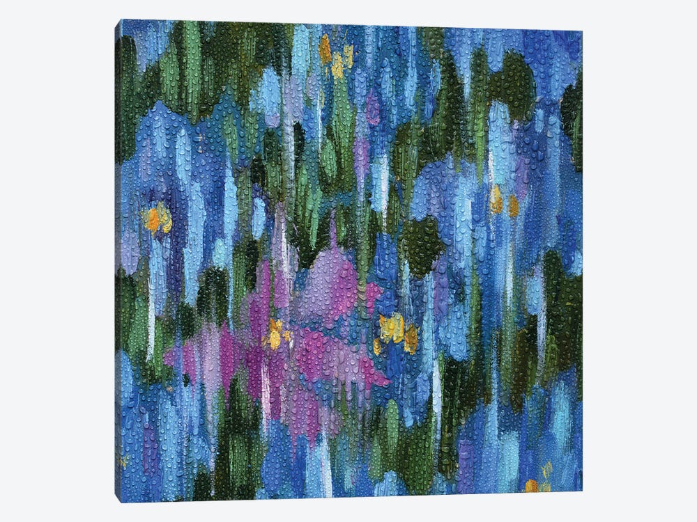 Blue Flowers In The Rain. Mystery by Lelya Chara 1-piece Canvas Art Print