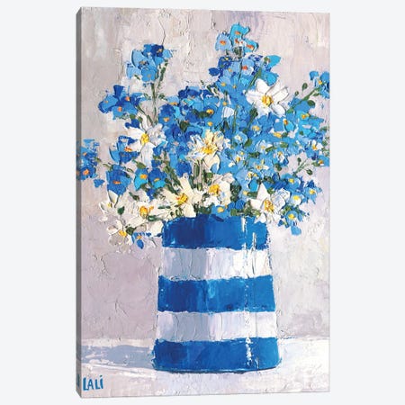 Forget-Me-Nots And Daisies Canvas Print #LYC7} by Lelya Chara Canvas Wall Art
