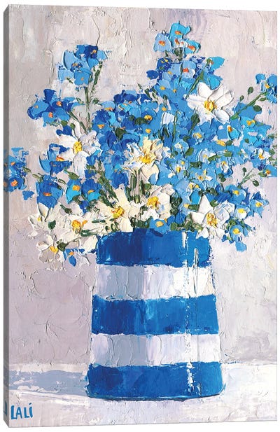 Forget-Me-Nots And Daisies Canvas Art Print - Daisy Art
