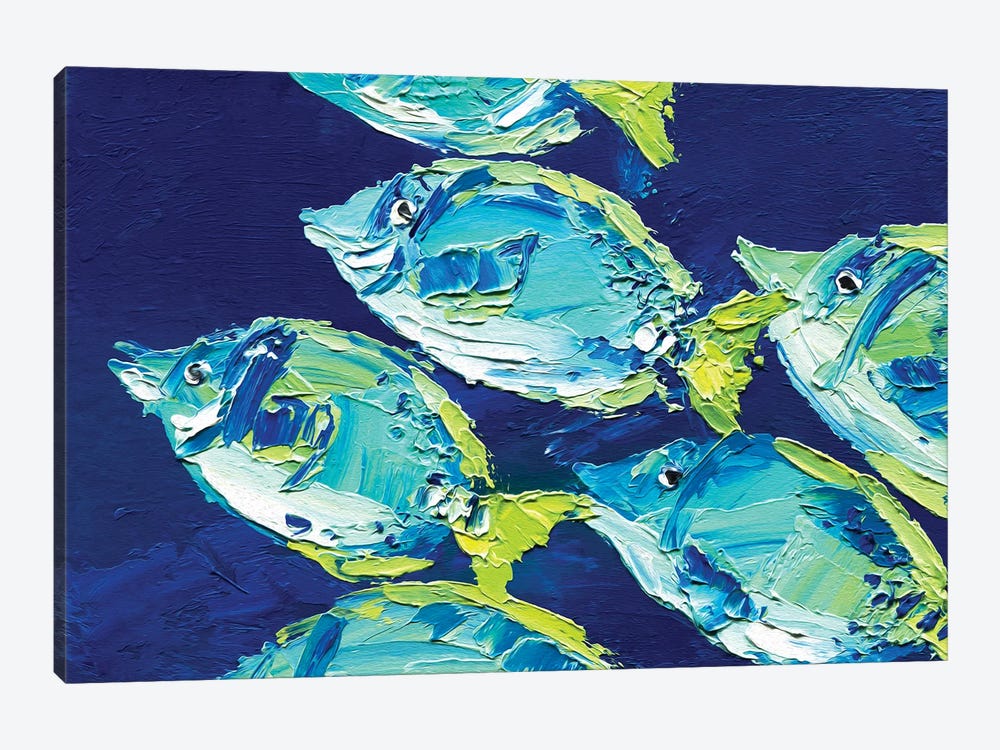 Underwater World. A Flock Of Fish by Lelya Chara 1-piece Canvas Wall Art