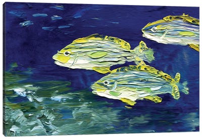 Underwater World II. A Flock Of Fish Canvas Art Print - Lelya Chara