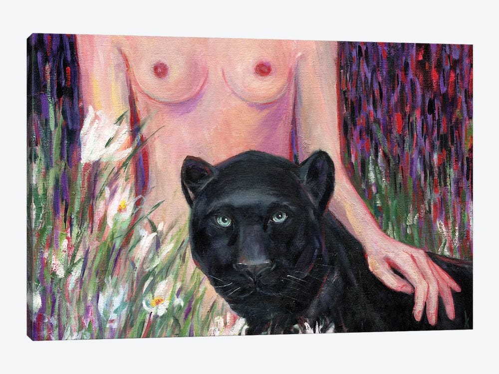 Tenderness And Safety. Black Panther by Lelya Chara 1-piece Canvas Artwork