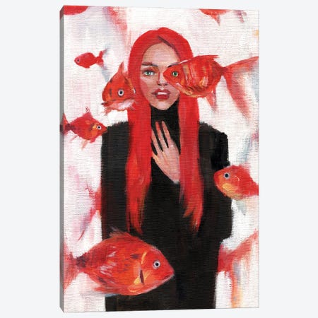 The Goldfish Woman II Canvas Print #LYC96} by Lelya Chara Canvas Artwork