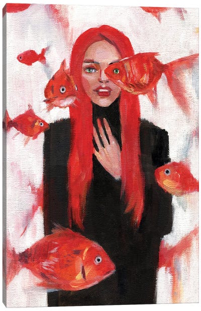 The Goldfish Woman II Canvas Art Print - Goldfish Art