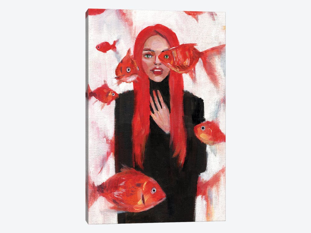 The Goldfish Woman II by Lelya Chara 1-piece Canvas Wall Art
