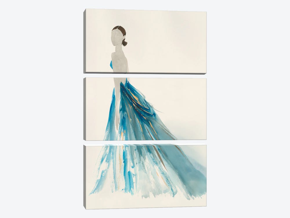 Blue Dress II by Lily K 3-piece Canvas Wall Art
