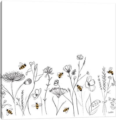 Bees and Botanicals Pattern IX Canvas Art Print