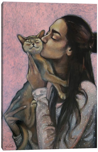Fluffy Kiss Canvas Art Print - Natasha Lyapkina
