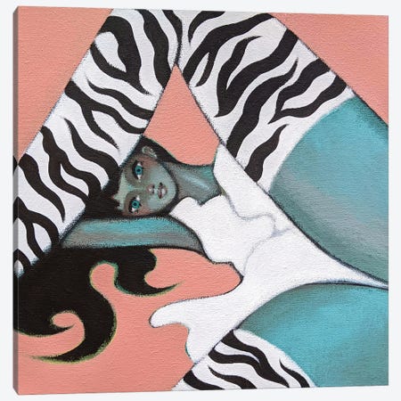 Zebra Pose Canvas Print #LYP52} by Natasha Lyapkina Canvas Art