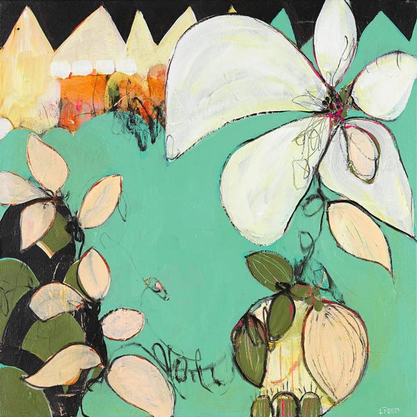 Black & White & Green: Vine Flower by Lynette Reed