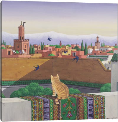 Rooftops In Marrakesh, 1989 Canvas Art Print - Africa Art
