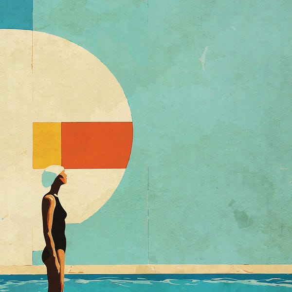 Minimalist Paintings: Mid Century Pool by Layla Oz