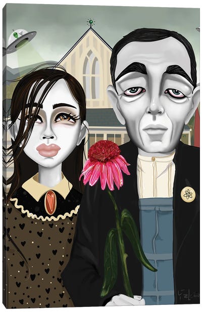 Transmissions Canvas Art Print - American Gothic Reimagined