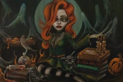 A Spooky Evening by Lizzy Falcon framed canvas print