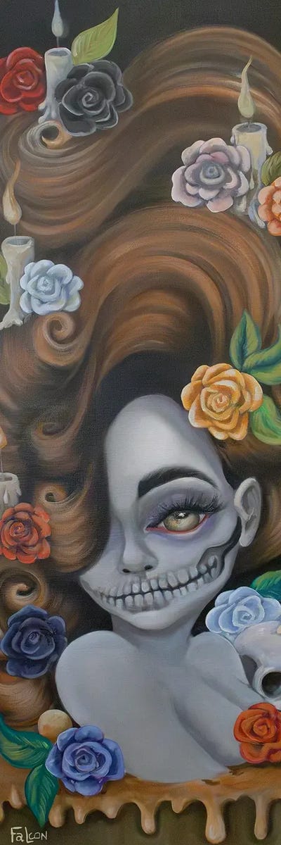 Death By Chocolate by Lizzy Falcon framed canvas print