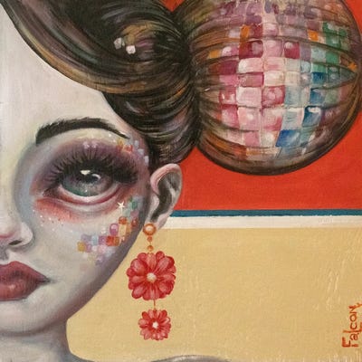 Disco Queen by Lizzy Falcon framed canvas print